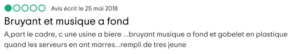 commentaire négatif bruit restauration
