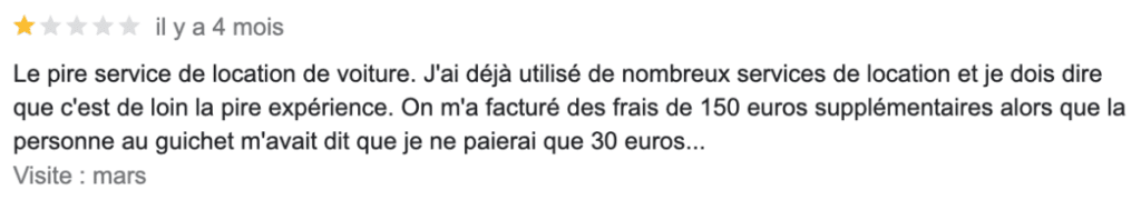 commentaire client négatif facture