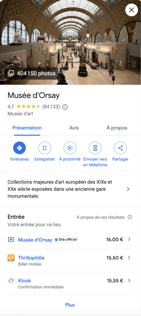 Exemple fiche google optimale