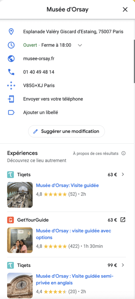 Exemple bonne fiche google 