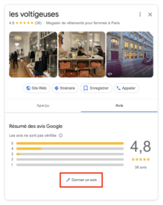 Lien avis google : étape 1